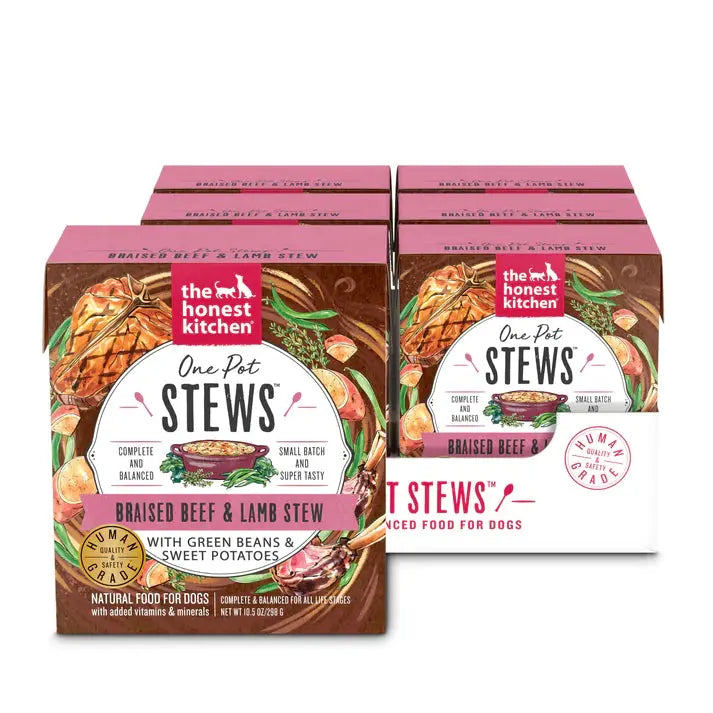 The Honest Kitchen Wet Dog Food - One Pot Stews: Braised Stew of Ranch - Raised Beef and Grass - Fed Lamb with Green Beans and Sweet Potatoes, 6 Pack of 10.5oz Cans